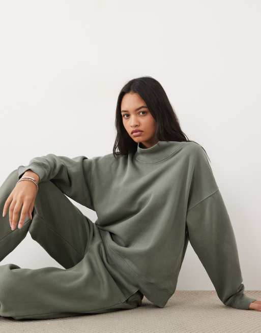 Abercrombie & Fitch - Ensemble sweat à col cheminée et pantalon de jogging - Kaki, 3 de 3