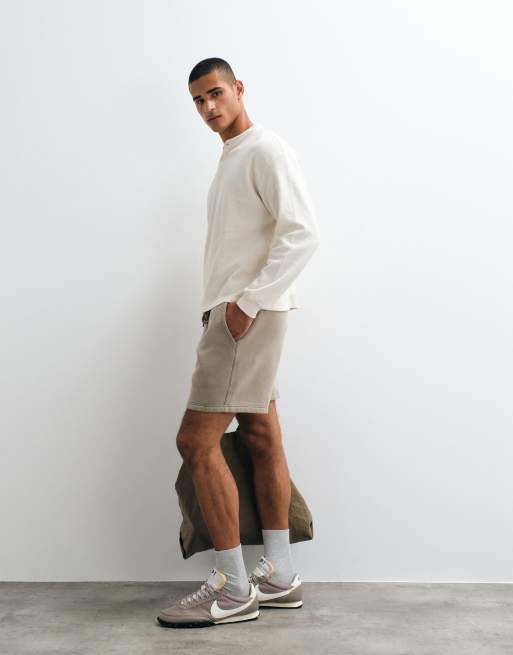 Abercrombie & Fitch essenital jersey shorts in washed brown, 3 of 5