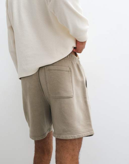 Abercrombie & Fitch essenital jersey shorts in washed brown, 4 of 5