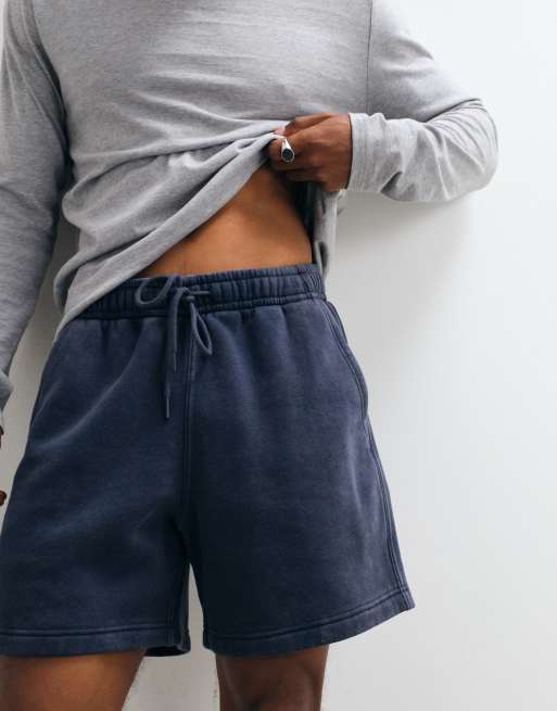 Abercrombie & Fitch essenital jersey shorts in washed navy, 3 of 5