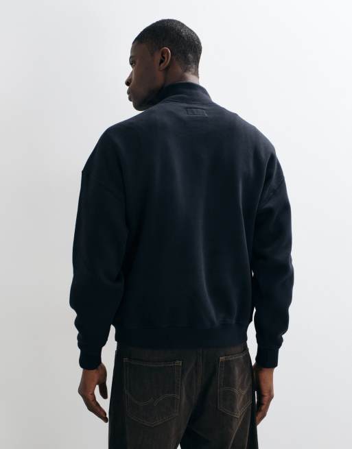 Abercrombie & Fitch essential 1/4 zip sweatshirt in black, 2 of 5