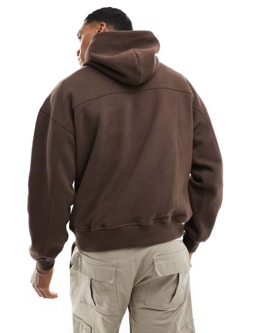 Abercrombie & Fitch Essential – Brązowa luźna bluza z kapturem, 4 z 4
