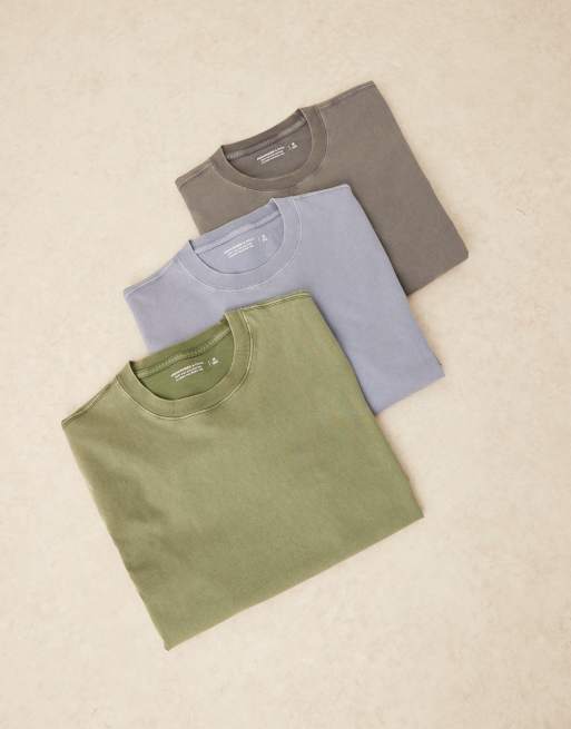 Abercrombie & Fitch - Essential - Confezione da 3 T-shirt blu multicolore