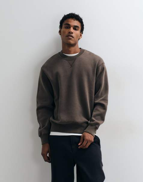 Abercrombie & Fitch essential crew neck sweatshirt in brown - view 1