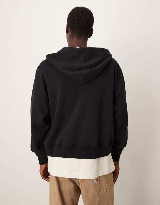 Abercrombie & Fitch essential cropped zip hoodie in black, 3 of 5