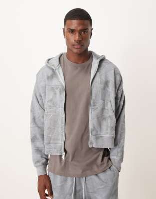 Abercrombie & Fitch Abercrombie & Fitch essential cropped zip hoodie in blue camo