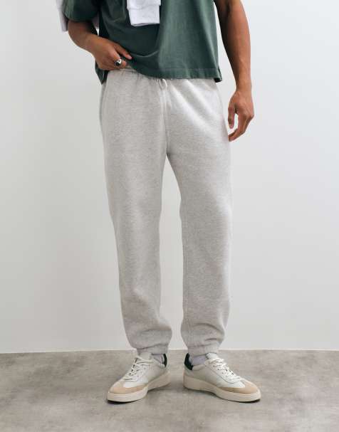 Abercrombie & Fitch essential cuffed joggers in light grey marl - view 1
