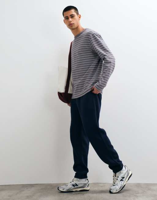 Abercrombie & Fitch essential cuffed joggers in navy, 2 of 5