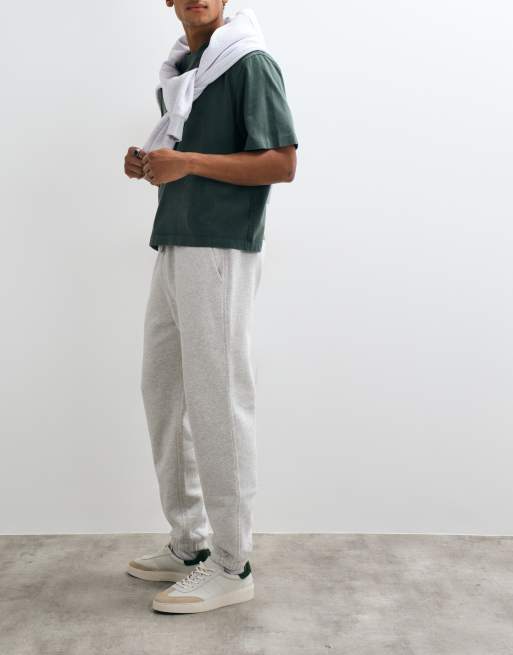 Abercrombie & Fitch essential cuffed trackies in light grey marl, 2 of 5