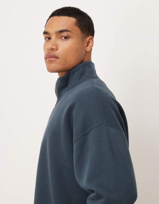 Abercrombie Fitch Essential Felpa blu navy con zip corta ASOS