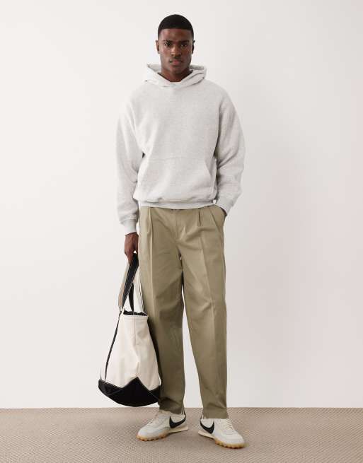 Abercrombie & Fitch - Essential - Felpa con cappuccio oversize grigio mélange, 2 di 5