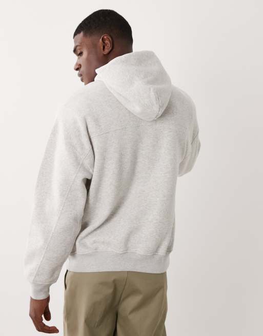 Abercrombie & Fitch - Essential - Felpa con cappuccio oversize grigio mélange, 3 di 5