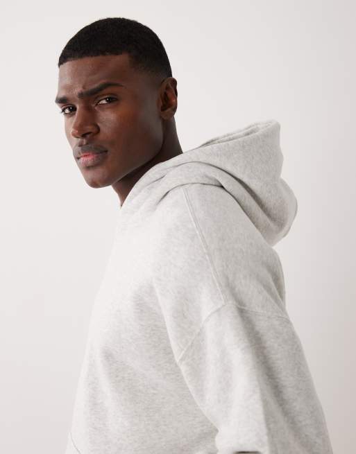 Abercrombie & Fitch - Essential - Felpa con cappuccio oversize grigio mélange, 4 di 5