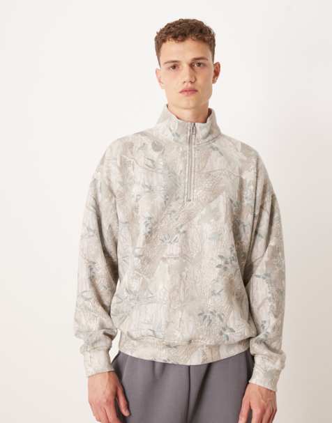 Abercrombie & Fitch - Essential - Felpa con stampa mimetica chiara e zip corta - view 1