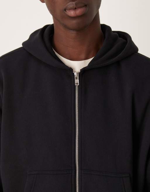 Abercrombie & Fitch - Essential - Felpa corta nera con cappuccio e zip, 5 di 5