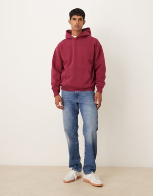 Abercrombie & Fitch Essential Front Pocket Hoodie In Red