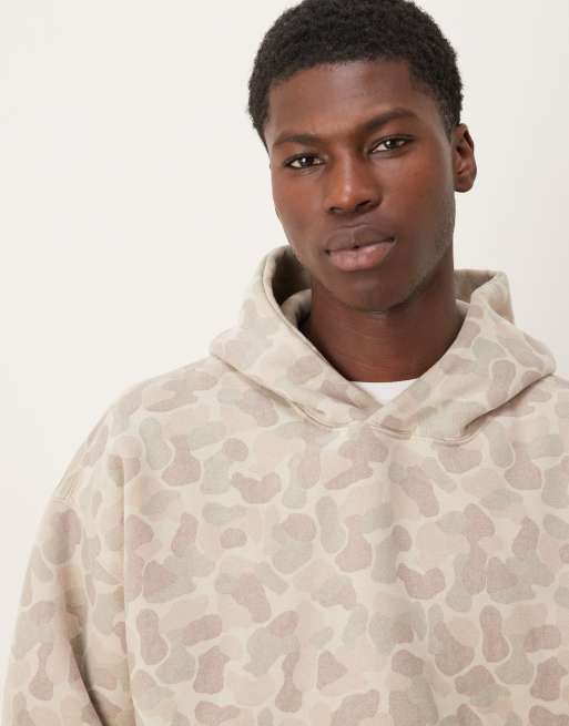 Abercrombie & Fitch essential front pocket hoodie in cream camo, 4 of 5