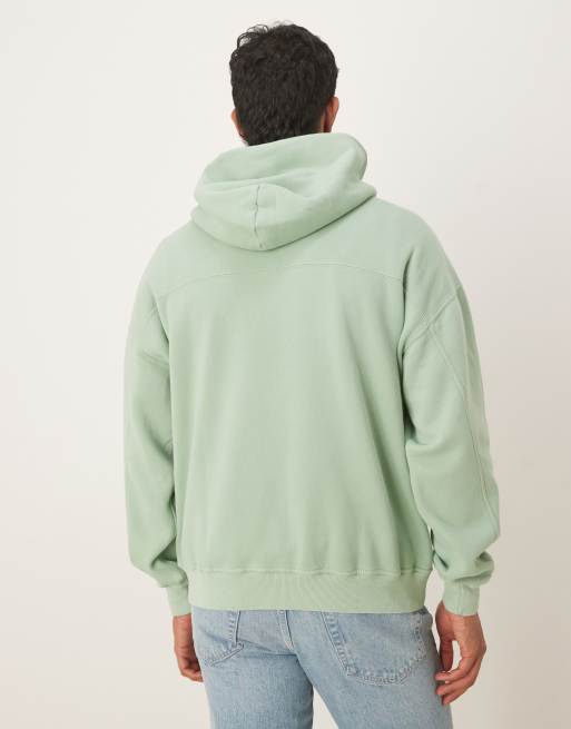 Abercrombie & Fitch essential front pocket hoodie in light green, 3 of 5