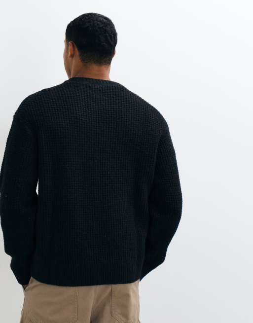Abercrombie & Fitch essential gestrickter Pullover mit Rundhalsausschnitt in Schwarz, 5 von 5