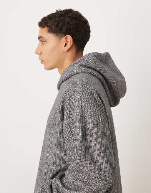 Abercrombie & Fitch – Essential – Grå, fiskbensmönstrad huvtröja, 5 av 5