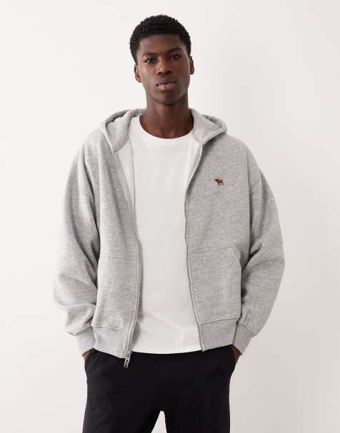 Abercrombie & Fitch – Essential – Grå huvtröja med dragkedja - view 1