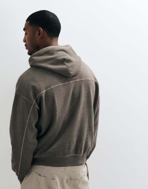 Abercrombie & Fitch essential hoodie in washed brown, 5 of 5