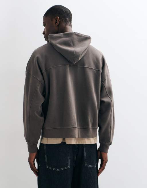 Abercrombie & Fitch essential hættetrøje med lynlås i vasket grå, 3 af 5