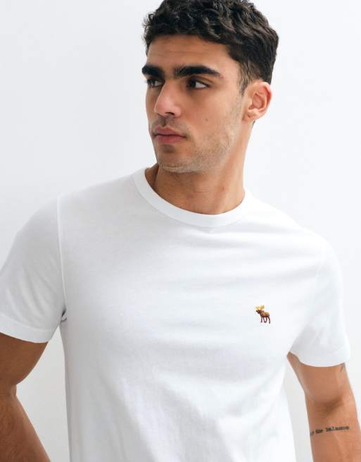 Abercrombie & Fitch essential icon logo T-shirt in white, 5 of 5