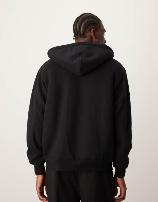 Abercrombie Fitch essential icon sherpa lined hoodie in black