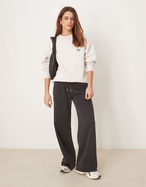 Abercrombie & Fitch - Essential - Joggers a fondo ampio color grigio antracite a vita medio alta