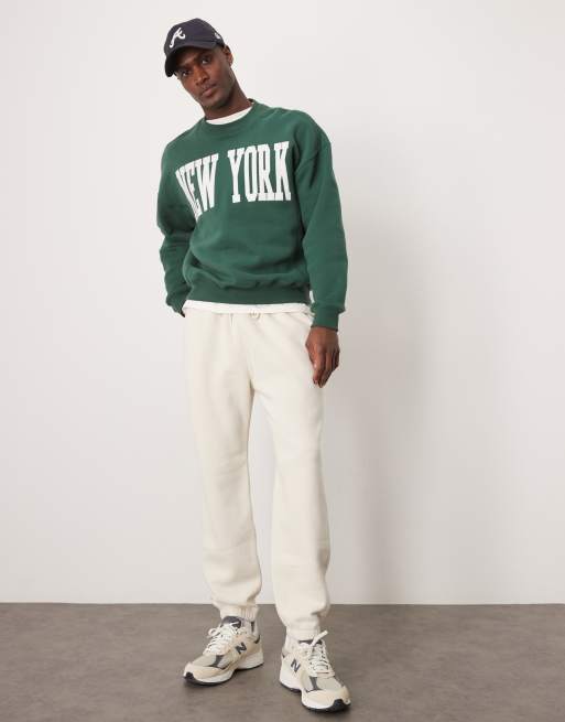 Abercrombie & Fitch - Essential - Joggers color crema con fondo elasticizzato