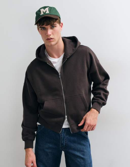 Abercrombie & Fitch Essential-Kapuzenpullover mit Reißverschluss in Braun, 4 von 5