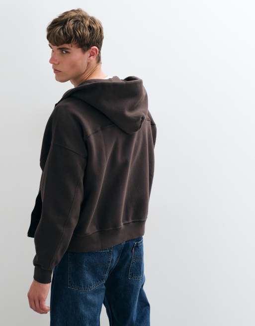 Abercrombie & Fitch Essential-Kapuzenpullover mit Reißverschluss in Braun, 5 von 5