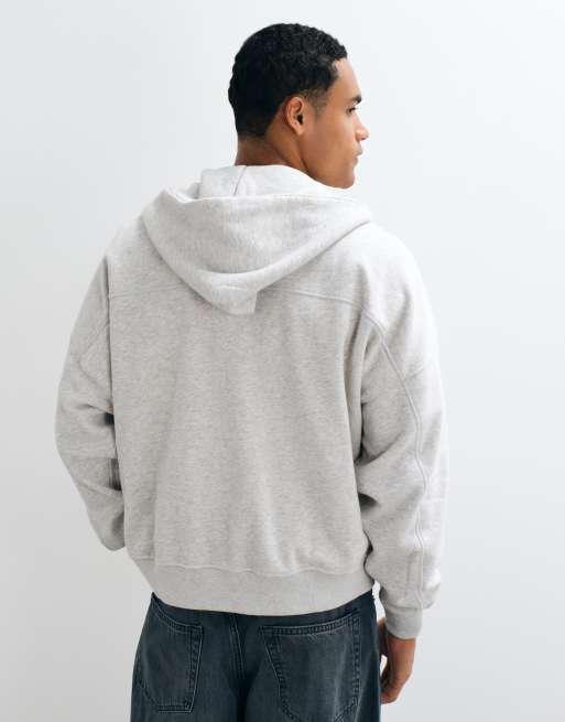 Abercrombie & Fitch essential Kapuzenpullover mit Reißverschluss in Hellgrau, 5 von 8