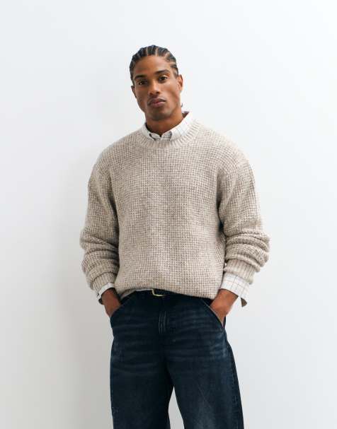 Abercrombie & Fitch essential knitted crew neck jumper in beige - view 1