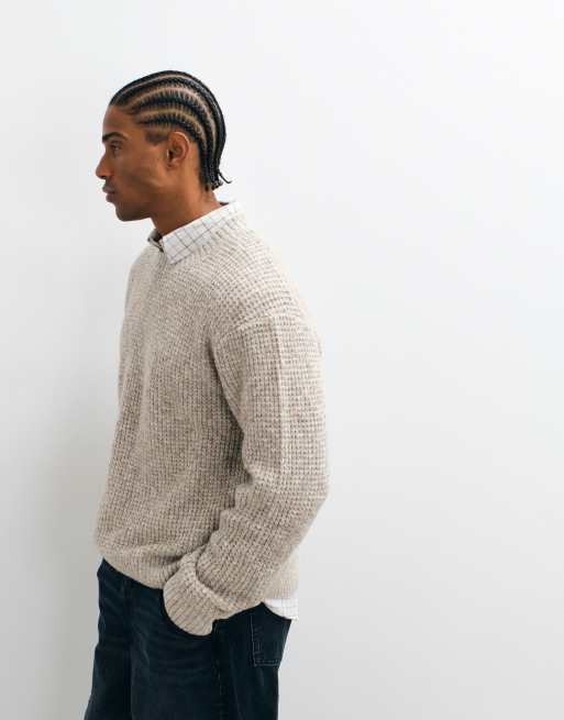 Abercrombie & Fitch essential knitted crew neck jumper in beige, 4 of 5