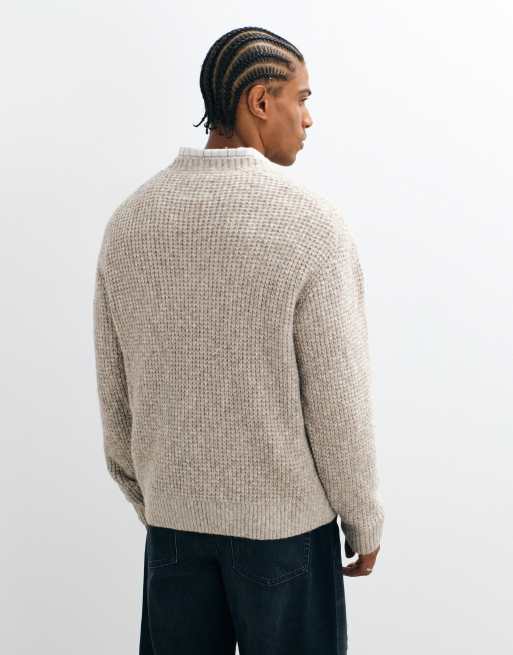 Abercrombie & Fitch essential knitted crew neck jumper in beige, 5 of 5