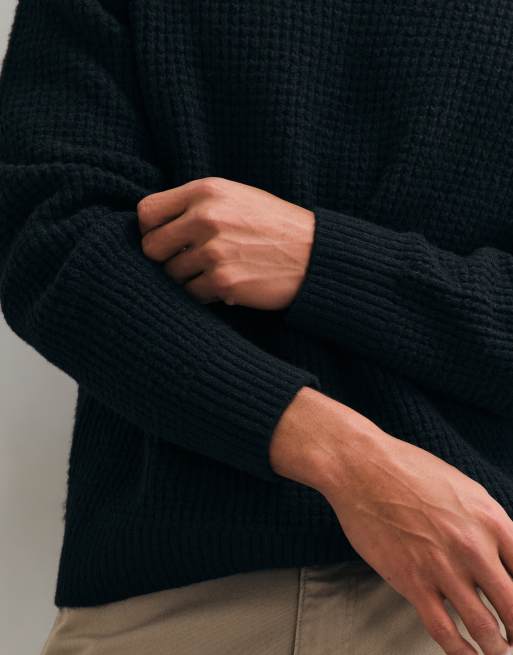 Abercrombie & Fitch essential knitted crew neck jumper in black, 2 of 5