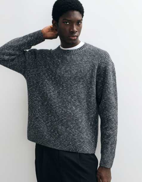 Abercrombie & Fitch essential knitted crew neck jumper in light grey - view 1