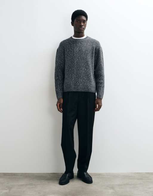 Abercrombie & Fitch essential knitted crew neck jumper in light grey, 2 of 5