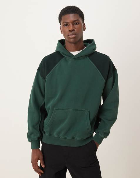 Abercrombie & Fitch – Essential – Mörkgrön huvtröja med ficka framtill - view 1