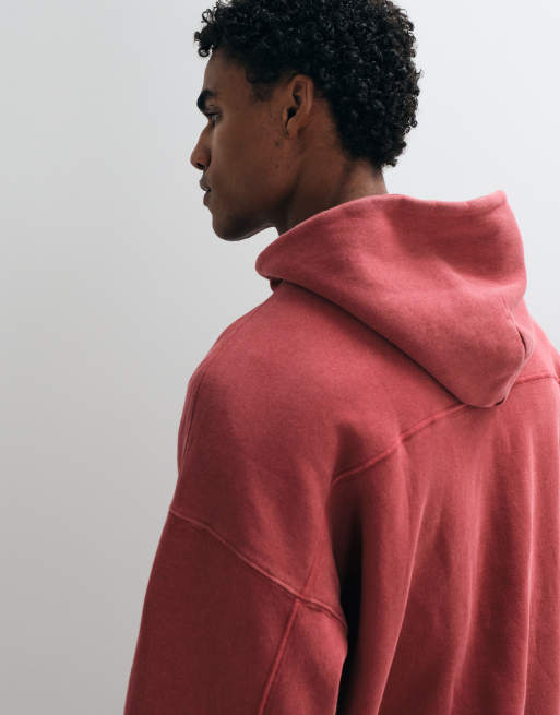Abercrombie & Fitch essential oversized hoodie in gewassen rood, 2 van 5