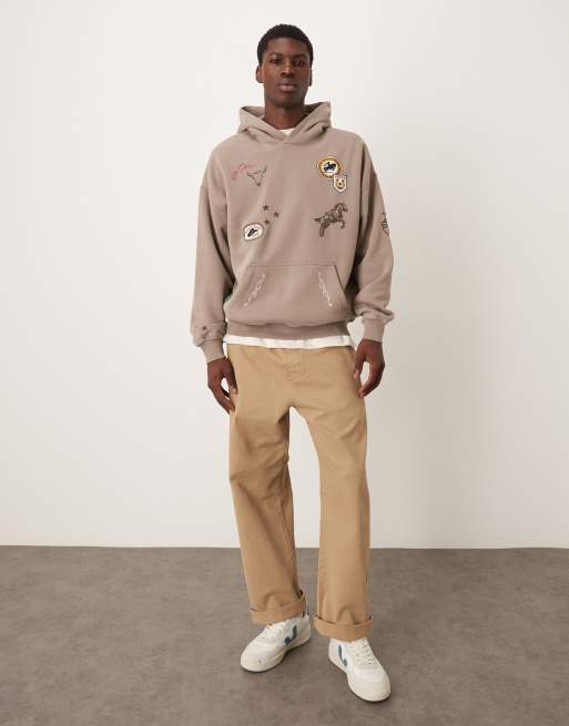Abercrombie & Fitch essential patchwork hoodie in beige