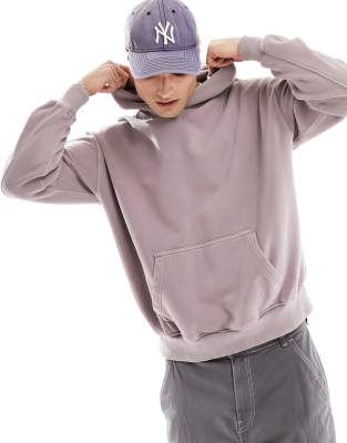 Abercrombie & Fitch essential relaxed fit hoodie in twilight mauve - ASOS Price Checker