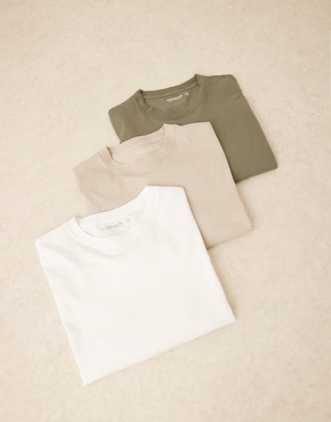Abercrombie & Fitch - Essential - Set van 3 T-shirts in wit multi - view 1