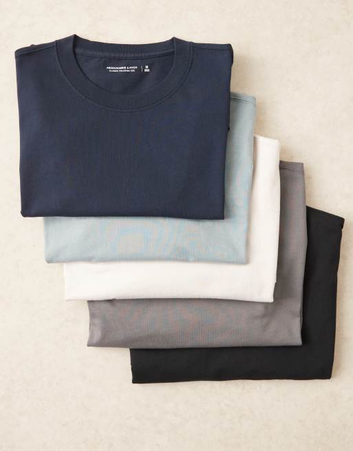 Abercrombie & Fitch - Essential - Set van 5 T-shirts in grijs multi
