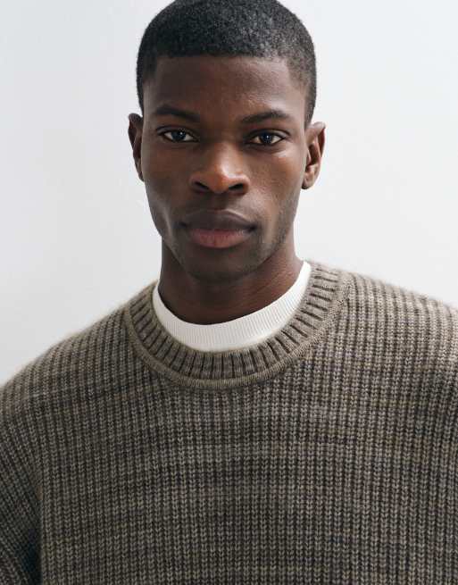Abercrombie & Fitch essential Strickpullover mit Rundhalsausschnitt in braun meliert, 5 von 5