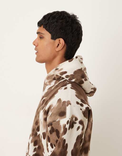 Abercrombie & Fitch - Essential - Sweat à capuche avec poche devant - Imprimé vache, 4 de 5