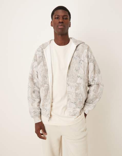 Abercrombie & Fitch - Essential - Sweat à capuche zippé avec motif camouflage - Gris - view 1