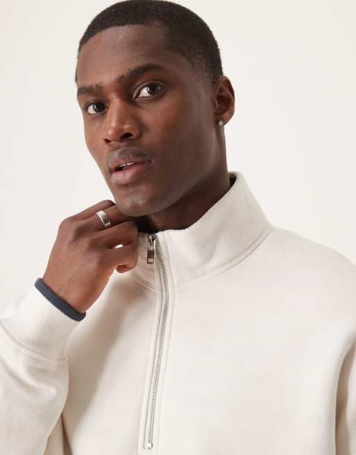 Abercrombie & Fitch - Essential - Sweatertop met korte rits in crème, 3 van 4